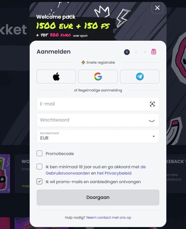 Starzino registratieproces voor nieuwe spelers